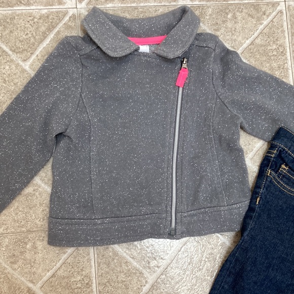 Baby Girl Sparkle Zip Up Top and Jeans - Picture 2 of 3